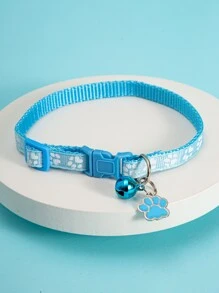 1 Pieza Collar De Mascota Con Colgante Con Diseño De Huella, Adecuado Para Que Los Gatos Y Perros Pequeños Lo Usen Y Caminen Con Correa