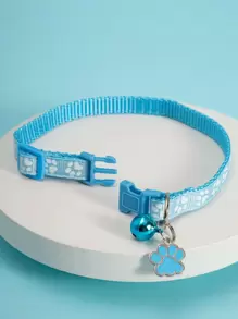 1 Pieza Collar De Mascota Con Colgante Con Diseño De Huella, Adecuado Para Que Los Gatos Y Perros Pequeños Lo Usen Y Caminen Con Correa
