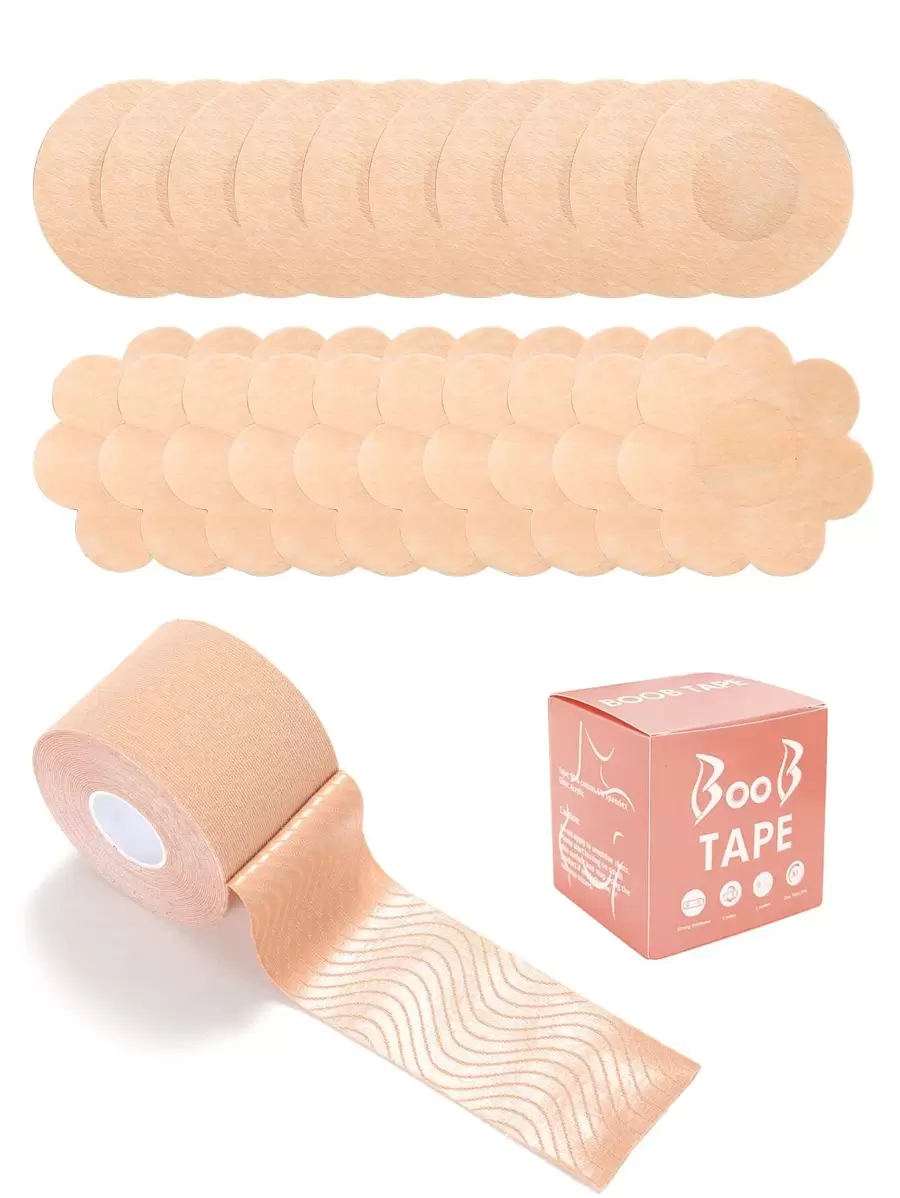 5pairs Flower & 5pairs Round Shaped Nipple Cover & 1roll Breast Tape