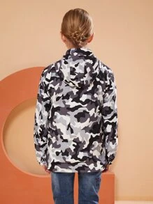 女孩迷彩和字母圖案連帽夾克 - 彩色 - 查看 2