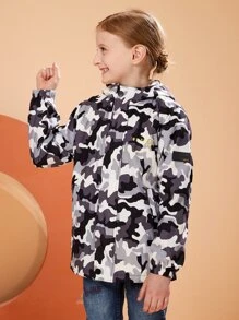 女孩迷彩和字母圖案連帽夾克 - 彩色 - 查看 6