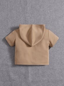 SHEIN Baby Boy Patch Detail Hooded Tee - Camel - View 2