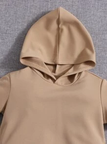 SHEIN Baby Boy Patch Detail Hooded Tee - Camel - View 4