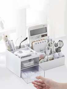 1pc Giá đỡ bút đa chức năng nhiều ô lưới - trắng - Xem 1