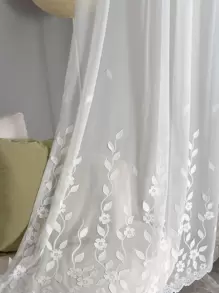 1pc Sheer White Embroidered Curtain For Home