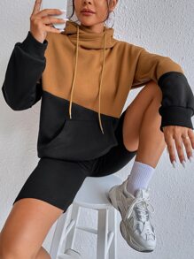 Flirla Áo hoodie rút túi Kangaroo Colorblock, Áo dài tay - Nhiều màu - Xem 6