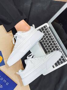 Men Lace-up Front Skate Shoes - White - View 4