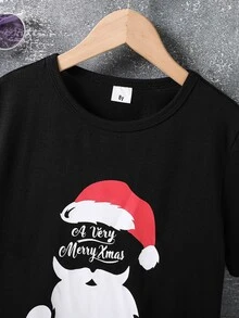 Boys Christmas Print Tee - Black - View 3