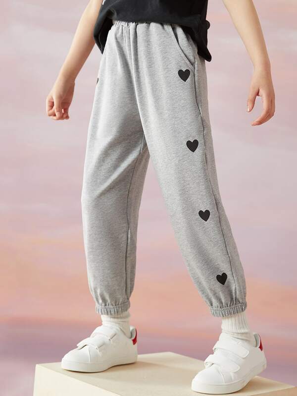 Garotas Calças de Treino Impressão de coração