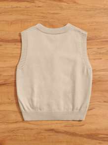 SHEIN Chàng trai trẻ Họa tiết Argyle Xoắn Dan Áo nịt ngực Vest - Màu Khaki - Xem 2