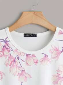 Mulvari Floral Batwing Sleeve Tee Graphic Tees Women Tops