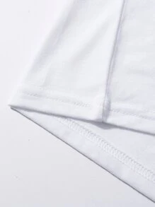 SHEIN EZwear Slogan Graphic Tee được sản xuất vào những năm 80 - trắng - Xem 5