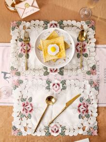 1入組花卉刺繡餐墊 - 彩色 - 查看 3