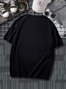 ROMWE MEN Men's T-Shirt With Pomegranate Print - 黑色 - 查看 2