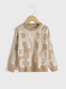 SHEIN Boys Letter Pattern Jumper - Multicolor - View 1