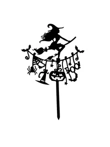 1pc Halloween Witch Design Cake Topper - Black - View 2