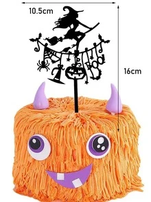 1pc Halloween Witch Design Cake Topper - Black - View 3