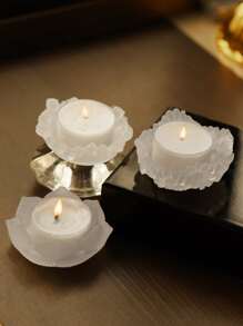 3pcs Flower Design Candle Holder - Clear - View 1