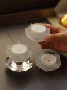3pcs Flower Design Candle Holder - Clear - View 2