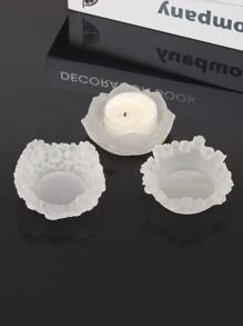 3pcs Flower Design Candle Holder - Clear - View 3