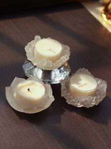 3pcs Flower Design Candle Holder - Clear - View 5