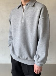 DAZY Men Back To School Half Zipper Drop Shoulder Sweatshirt, For Tennis,Fall Clothes