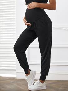 SHEIN Maternity Adjustable Waist Split Hem Pants