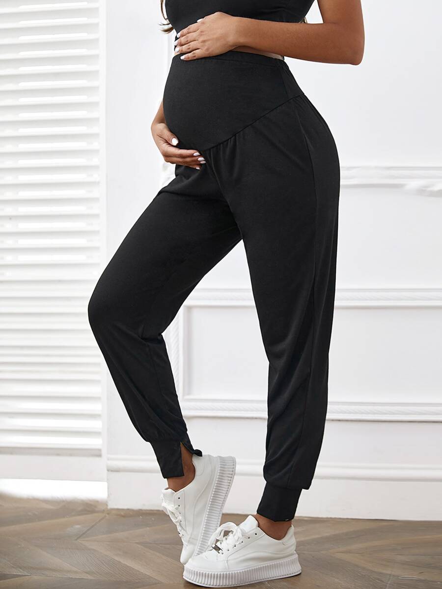 SHEIN Maternity Adjustable Waist Split Hem Pants