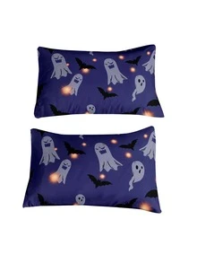 Halloween Ghost & Bat Print Duvet Cover Set Without Filler - Multicolor - View 3