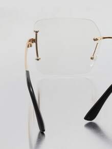 Square Lens Rimless Eyeglasses - Gold - View 4