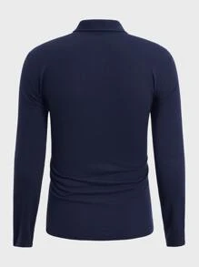 Manfinity NiteLyfe Men Quarter Zip Polo Shirt - Navy Blue - View 2