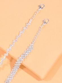 2 cái Vòng chân trang trí bằng Rhinestone - Bạc - Xem 3