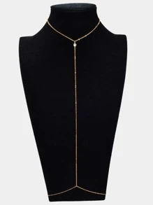 Rhinestone Decor Body Chain - Yellow Gold - View 2