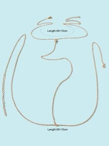Rhinestone Decor Body Chain - Yellow Gold - View 3