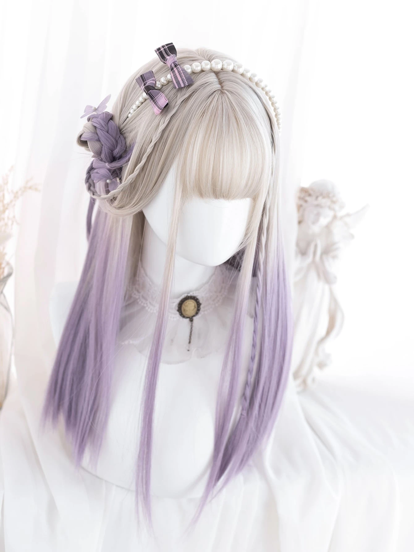 Miniatura 5 de Peluca sintética de ombré largo recto con tupe