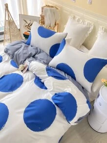 波卡圓點被套套裝不附帶內芯 - 藍白色 - 查看 1