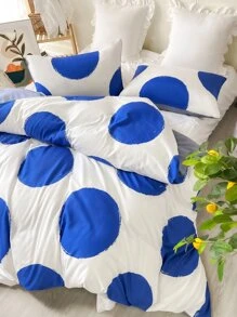 波卡圓點被套套裝不附帶內芯 - 藍白色 - 查看 4