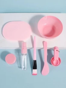 Facial Sheet Care Tools Facial Sheet Bowl, 9pcs Household Facial Sheet DIY Tools, Solid Color Portable Care Set - Baby Pink - View 1