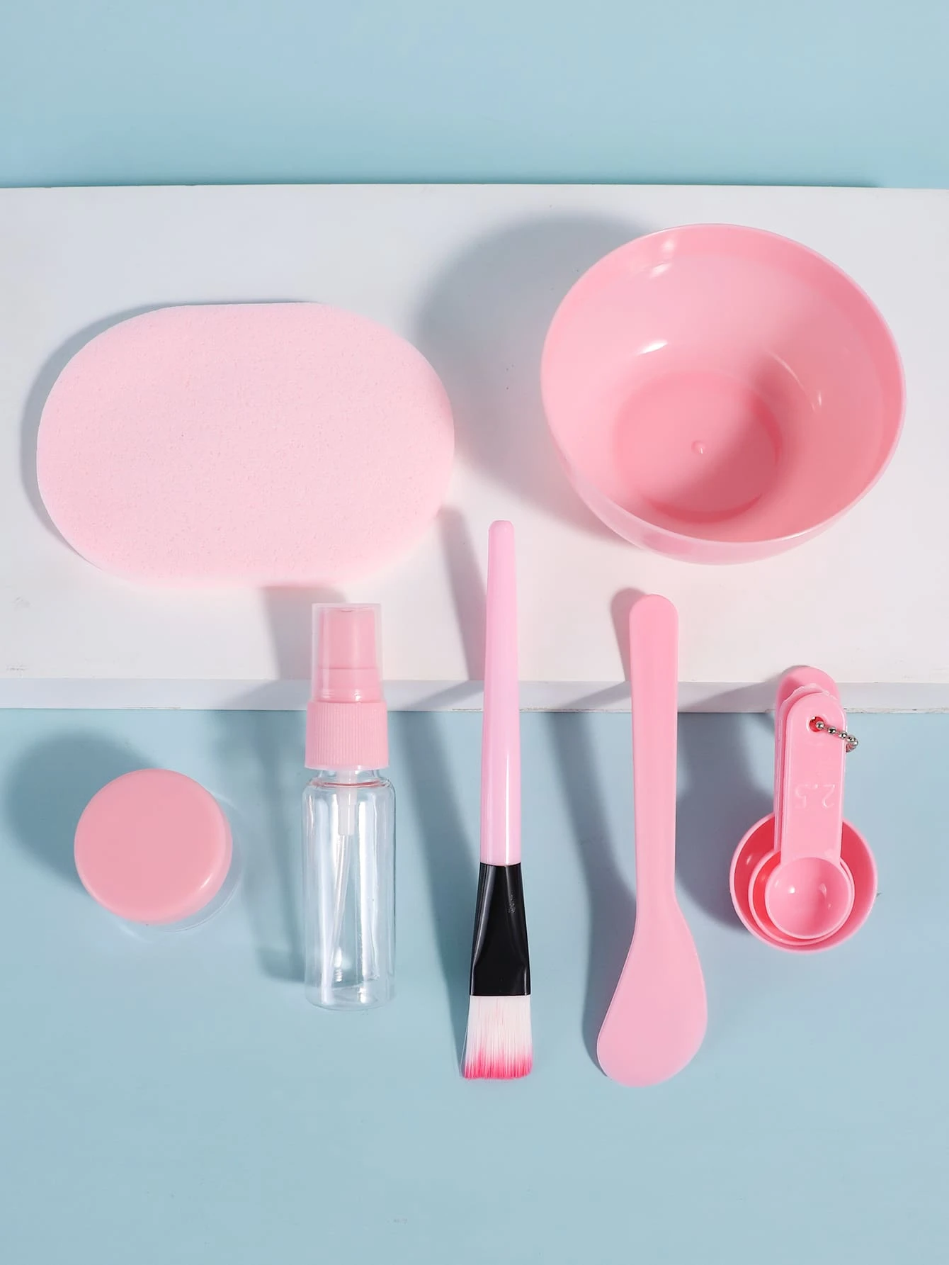 Facial Sheet Care Tools Facial Sheet Bowl, 9pcs Household Facial Sheet DIY Tools, Solid Color Portable Care Set - Baby Pink - View 1