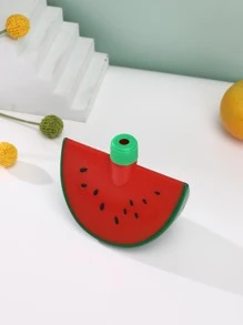 1入組帶吸管塑料隨行杯可愛西瓜設計保溫旅行廚房飲水杯 - 紅色 - 查看 4