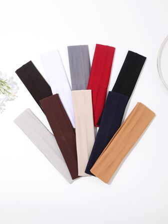 10pcs Women's Stretchy Headbands, Soft Fabric Headbands For Long/Short Hair, Suitable For Yoga, Running, Fitness Hair Accessories Winter Scarf Women Bandanas Soft Headwrap Women Hair Band