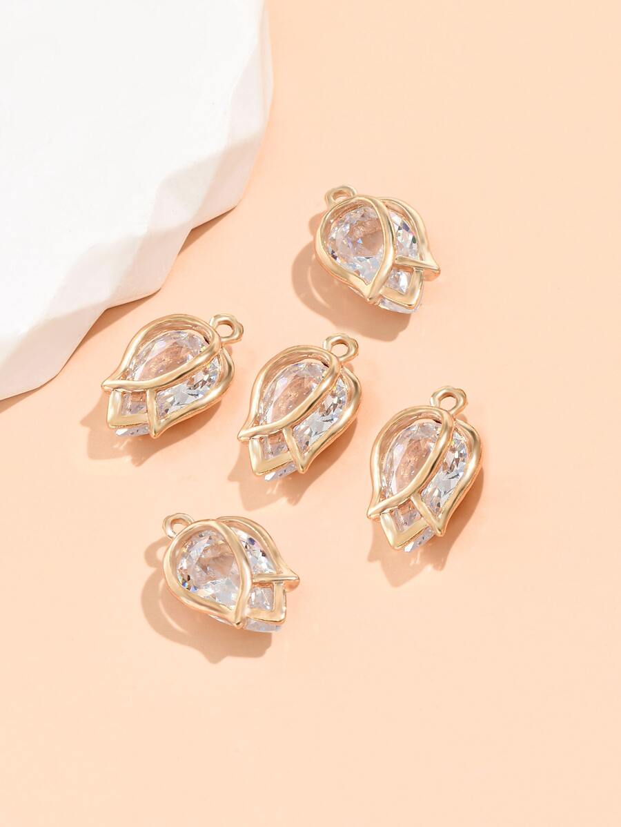 5pcs Charm Waterdrop Shaped Cubic Zirconia Pendant For Diy Bracelet, Necklace, Jewelry Making - Multicolor - View 1