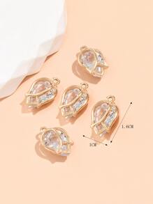 5pcs Charm Waterdrop Shaped Cubic Zirconia Pendant For Diy Bracelet, Necklace, Jewelry Making - Multicolor - View 4