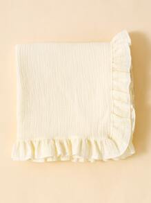 1pc Sweet Ruffle Muslin Swaddle Blanket, Soft Baby Hooded Towel, Stroller Cover Blanket, Sweet Gift For Every Girl, Suitable For Home And Travel, Valentine's Day Love - Beige - View 1