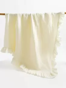 1pc Sweet Ruffle Muslin Swaddle Blanket, Soft Baby Hooded Towel, Stroller Cover Blanket, Sweet Gift For Every Girl, Suitable For Home And Travel, Valentine's Day Love - Beige - View 4