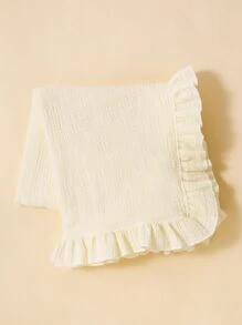 1pc Sweet Ruffle Muslin Swaddle Blanket, Soft Baby Hooded Towel, Stroller Cover Blanket, Sweet Gift For Every Girl, Suitable For Home And Travel, Valentine's Day Love - Beige - View 5