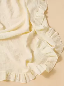 1pc Sweet Ruffle Muslin Swaddle Blanket, Soft Baby Hooded Towel, Stroller Cover Blanket, Sweet Gift For Every Girl, Suitable For Home And Travel, Valentine's Day Love - Beige - View 7