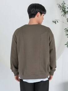 DAZY Men Letter Graphic Drop Shoulder Sweatshirt - Mocha Brown - View 2