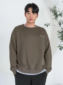 DAZY Men Letter Graphic Drop Shoulder Sweatshirt - Mocha Brown - View 4
