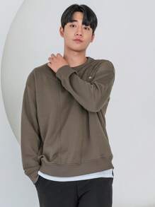 DAZY Men Letter Graphic Drop Shoulder Sweatshirt - Mocha Brown - View 5